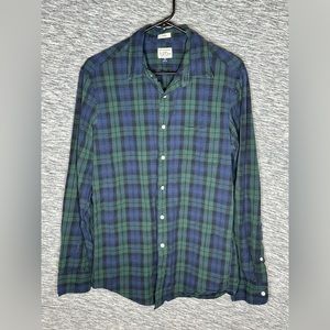 J Crew K4103 Slim Medium Green And Blue Plaid Button Down